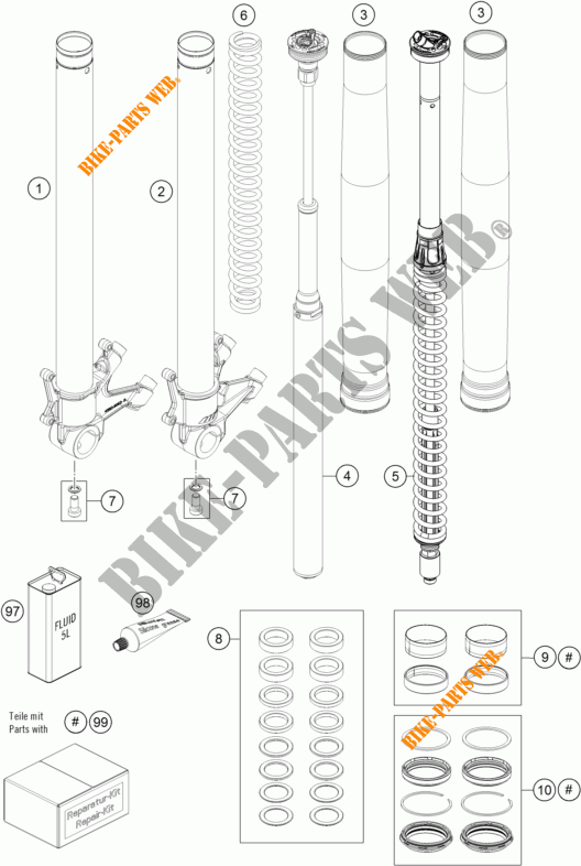 FRONT FORK (PARTS) for KTM 1290 SUPER ADVENTURE WHITE ABS 2016