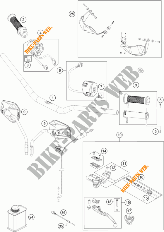 HANDLEBAR / CONTROLS for KTM 1290 SUPER ADVENTURE WHITE ABS 2016