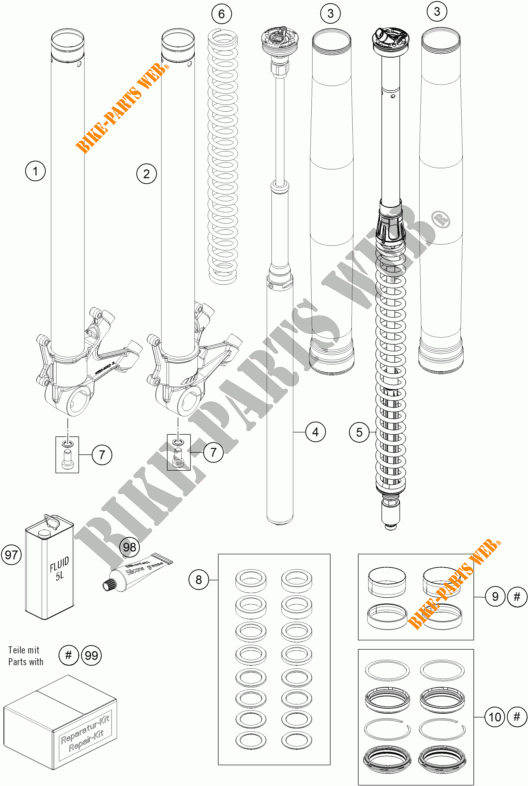 FRONT FORK (PARTS) for KTM 1290 SUPER ADVENTURE WHITE ABS 2016