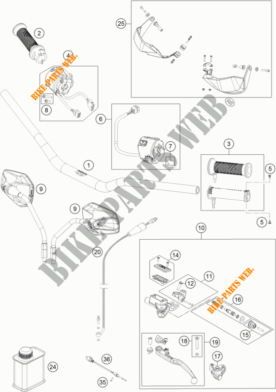 HANDLEBAR / CONTROLS for KTM 1290 SUPER ADVENTURE WHITE ABS 2016