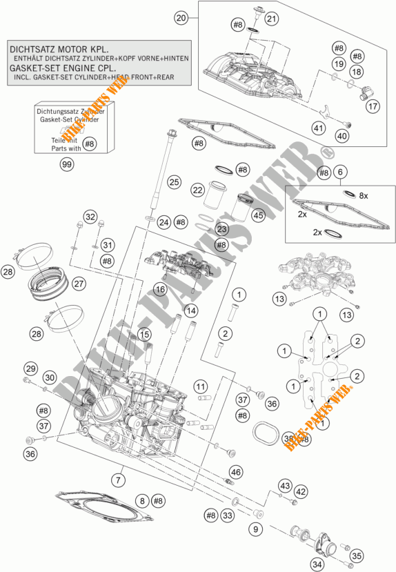 CYLINDER HEAD REAR for KTM 1290 SUPER ADVENTURE WHITE ABS 2015