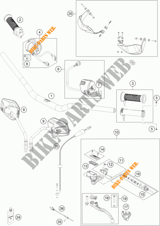 HANDLEBAR / CONTROLS for KTM 1290 SUPER ADVENTURE WHITE ABS 2015