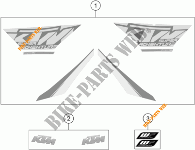 STICKERS for KTM 1290 SUPER ADVENTURE WHITE ABS 2015