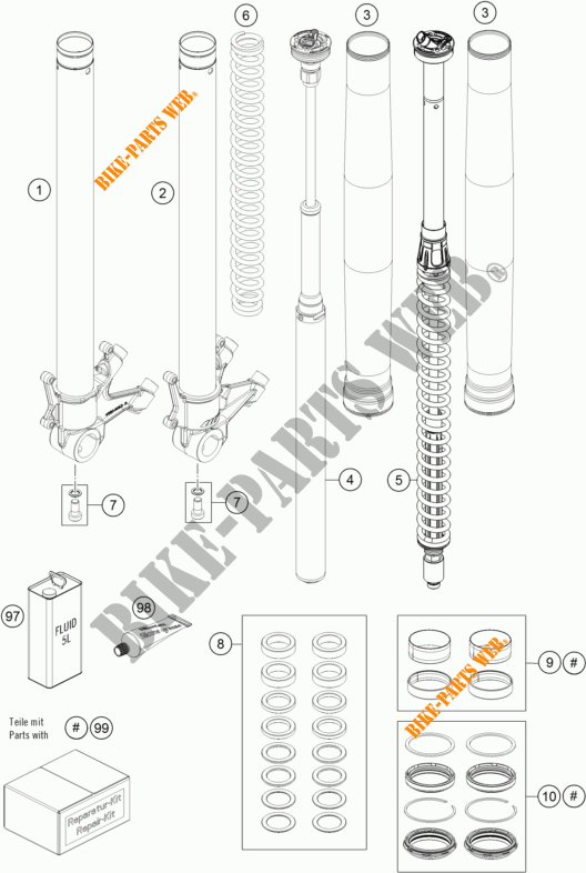 FRONT FORK (PARTS) for KTM 1290 SUPER ADVENTURE WHITE ABS 2015
