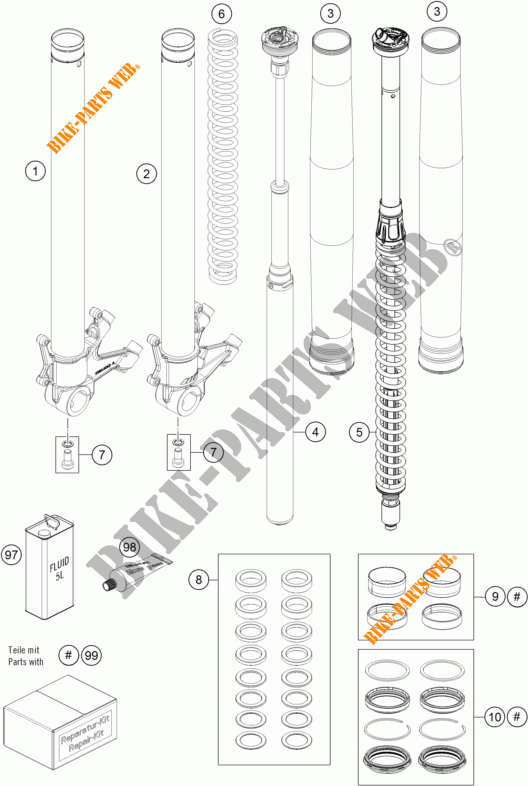 FRONT FORK (PARTS) for KTM 1290 SUPER ADVENTURE WHITE ABS 2015
