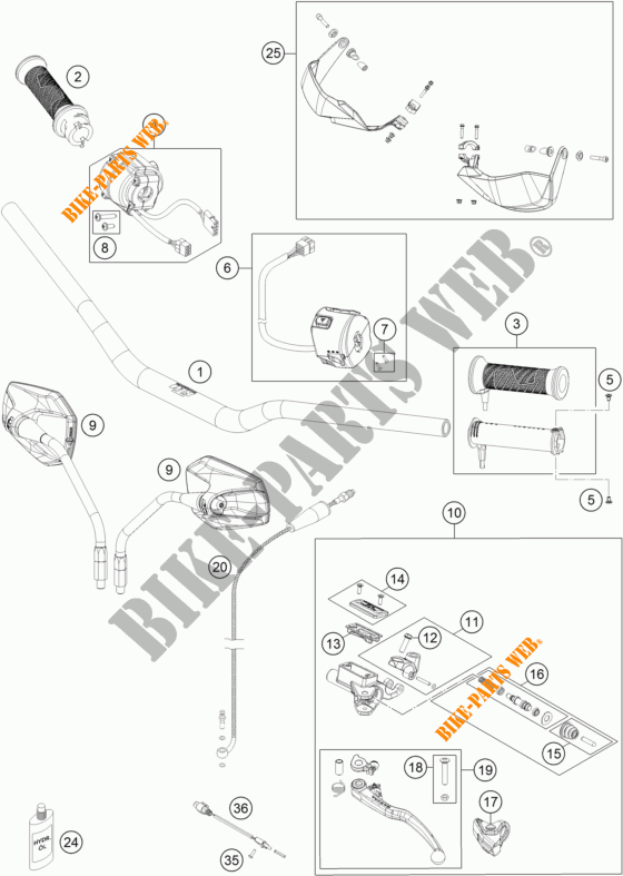HANDLEBAR / CONTROLS for KTM 1290 SUPER ADVENTURE WHITE ABS 2015
