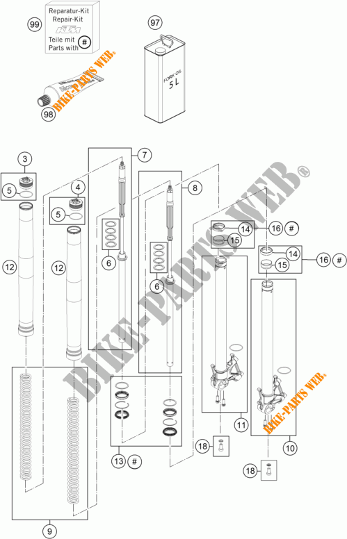 FRONT FORK (PARTS) for KTM 1190 ADVENTURE R ABS 2016