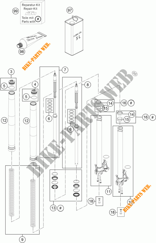 FRONT FORK (PARTS) for KTM 1190 ADVENTURE R ABS 2015