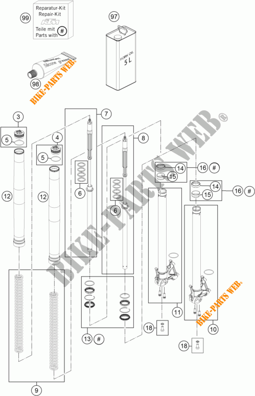 FRONT FORK (PARTS) for KTM 1190 ADVENTURE R ABS 2015