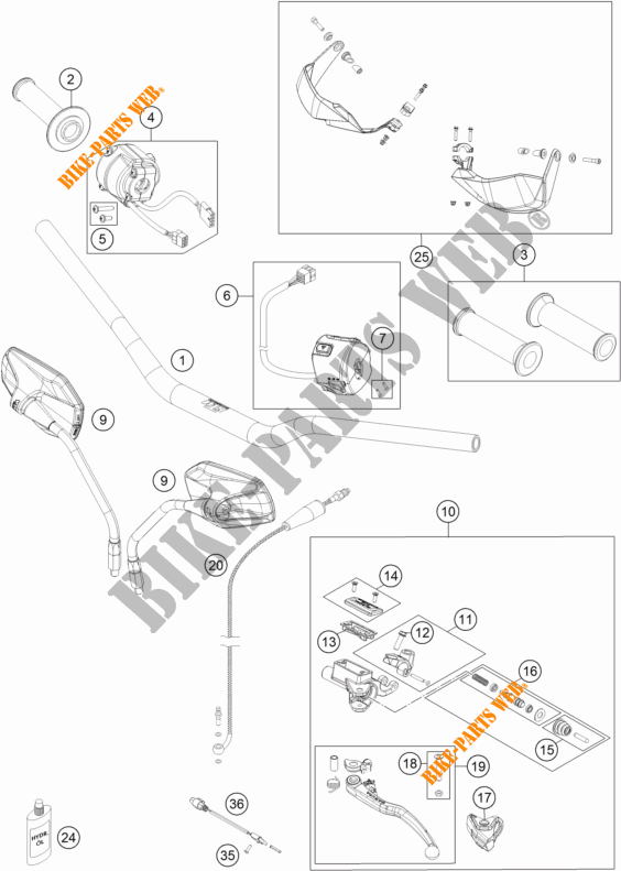 HANDLEBAR / CONTROLS for KTM 1190 ADVENTURE R ABS 2015