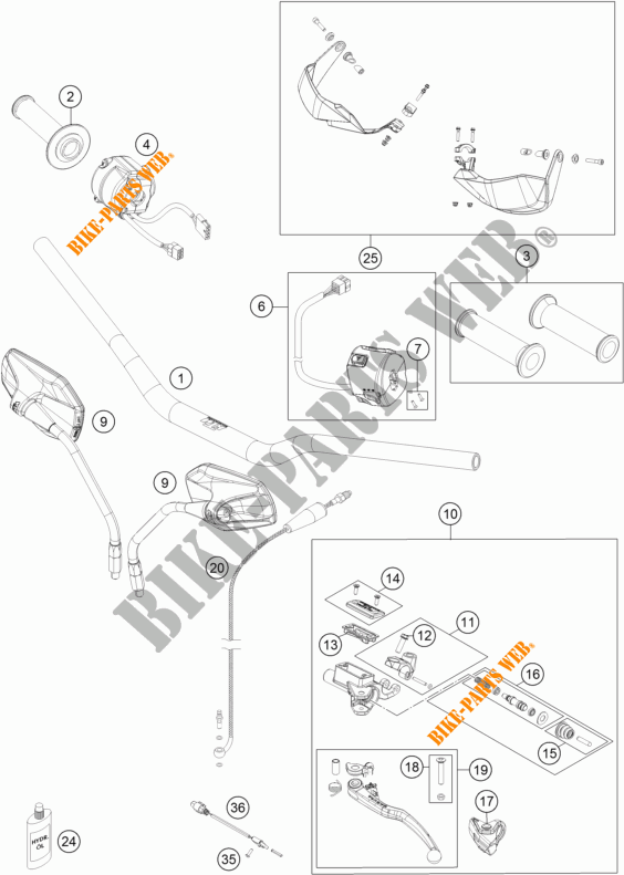 HANDLEBAR / CONTROLS for KTM 1190 ADVENTURE R ABS 2014