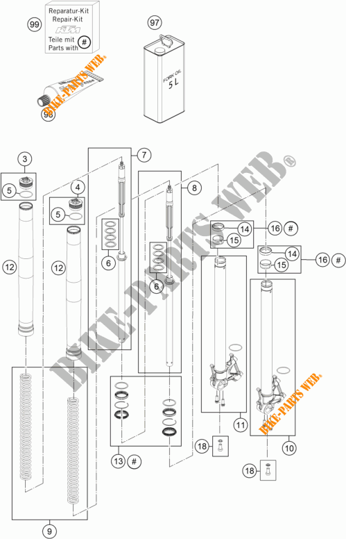 FRONT FORK (PARTS) for KTM 1190 ADVENTURE R ABS 2014