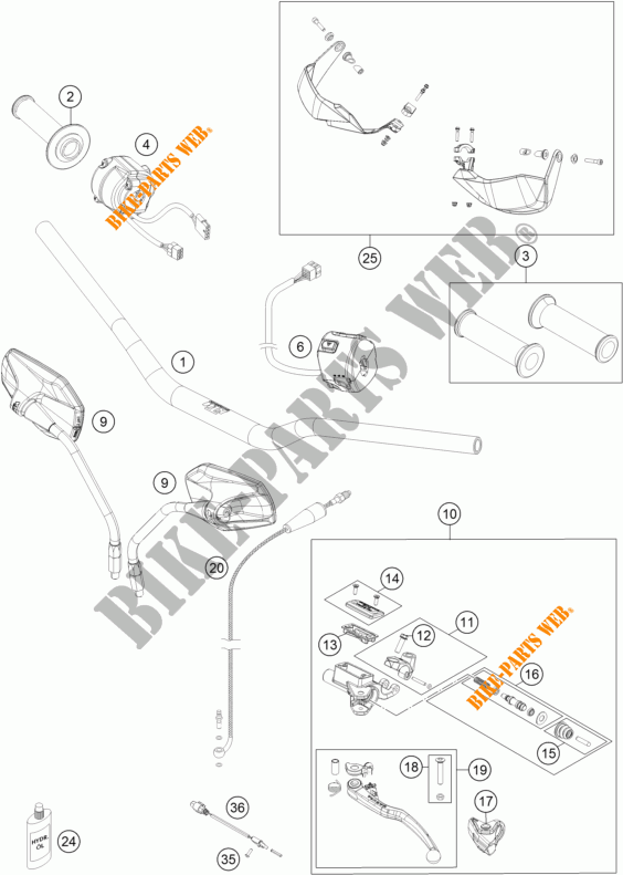 HANDLEBAR / CONTROLS for KTM 1190 ADVENTURE R ABS 2013