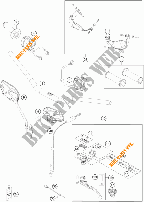 HANDLEBAR / CONTROLS for KTM 1190 ADVENTURE R ABS 2013