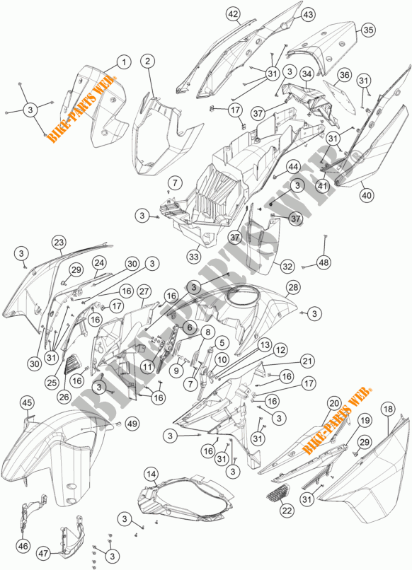 PLASTICS for KTM 1190 ADVENTURE R ABS 2013