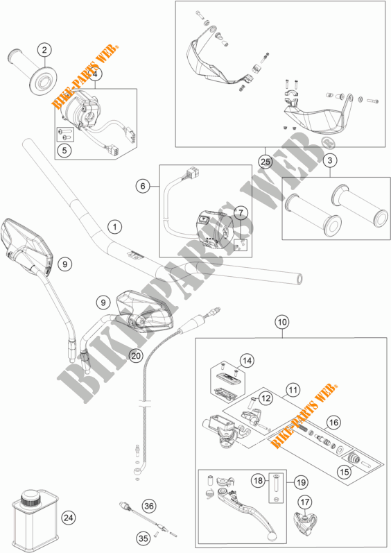 HANDLEBAR / CONTROLS for KTM 1190 ADVENTURE ABS GREY 2016