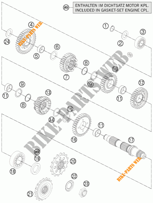 GEARBOX COUNTERSHAFT for KTM 1190 ADVENTURE ABS ORANGE 2015