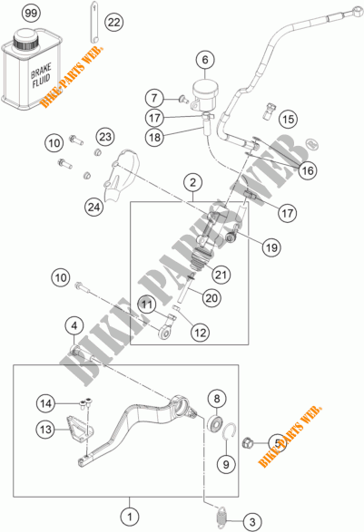 REAR BRAKE MASTER CYLINDER for KTM 1190 ADVENTURE ABS ORANGE 2015