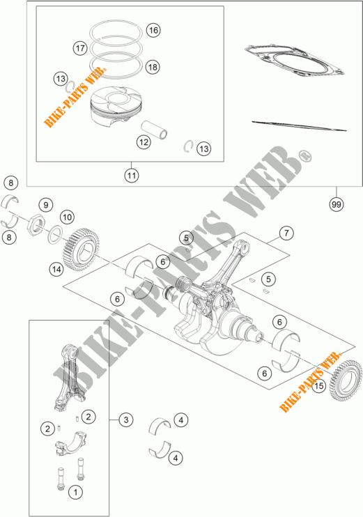 CRANKSHAFT / PISTON for KTM 1190 ADVENTURE ABS GREY 2015