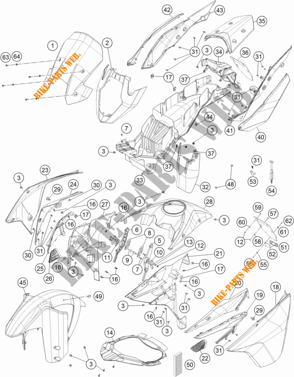 PLASTICS for KTM 1190 ADVENTURE ABS ORANGE 2015