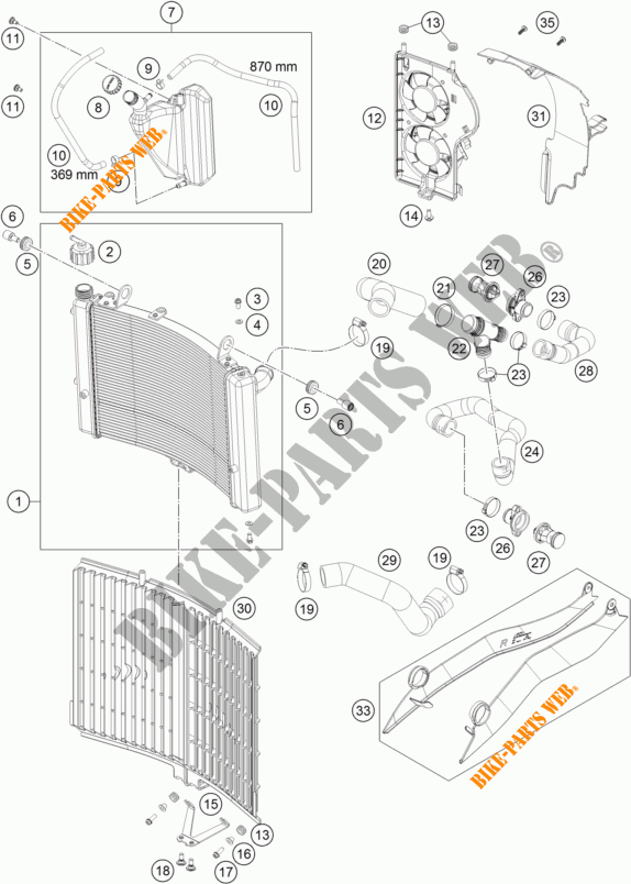 COOLING SYSTEM for KTM 1190 ADVENTURE ABS GREY 2015
