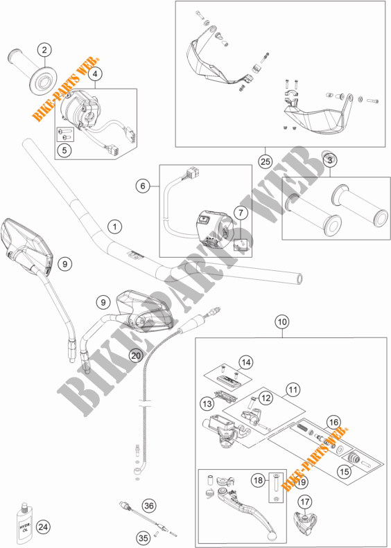 HANDLEBAR / CONTROLS for KTM 1190 ADVENTURE ABS GREY 2015