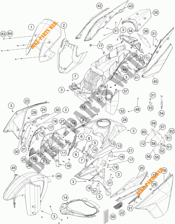 PLASTICS for KTM 1190 ADVENTURE ABS GREY 2015