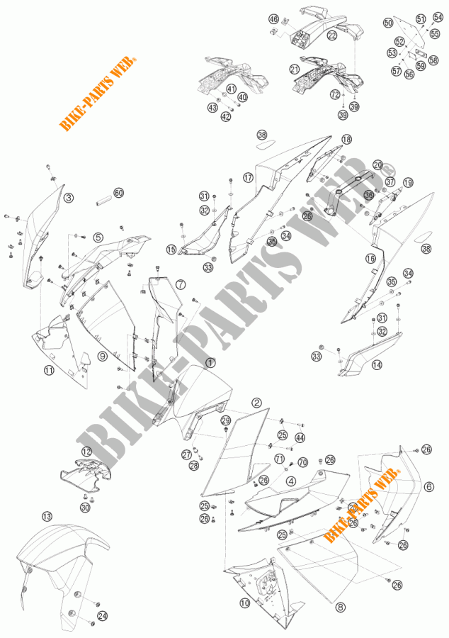 PLASTICS for KTM 1190 RC8 R 2010 2010