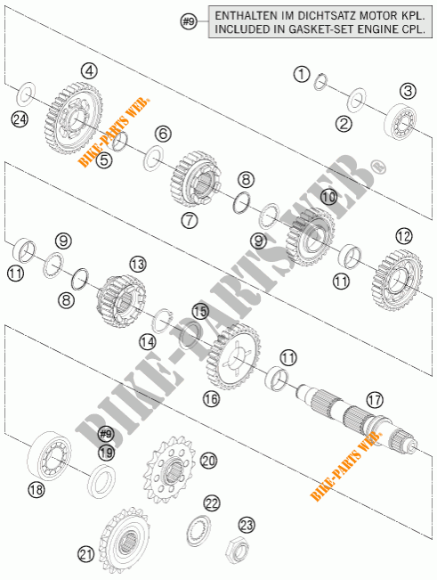 GEARBOX COUNTERSHAFT for KTM 1190 ADVENTURE ABS ORANGE 2014