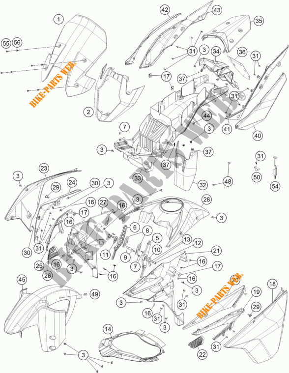 PLASTICS for KTM 1190 ADVENTURE ABS ORANGE 2014