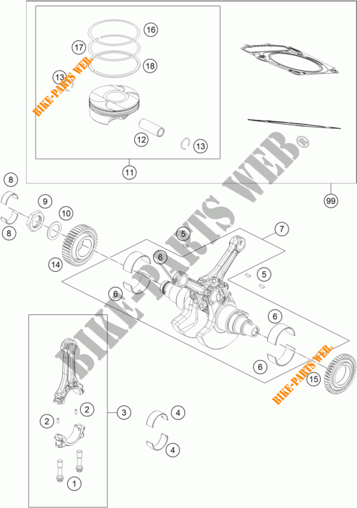 CRANKSHAFT / PISTON for KTM 1190 ADVENTURE ABS GREY 2014