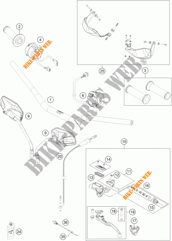 HANDLEBAR / CONTROLS for KTM 1190 ADVENTURE ABS ORANGE 2014