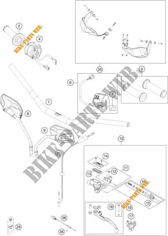 HANDLEBAR / CONTROLS for KTM 1190 ADVENTURE ABS GREY 2014