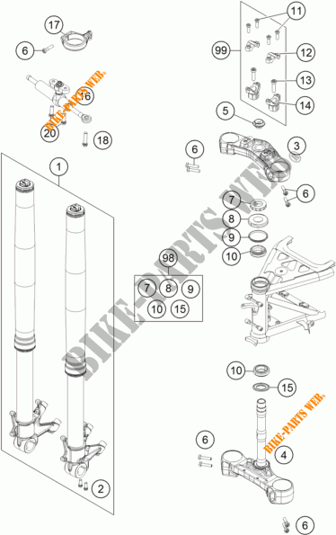 FRONT FORK / TRIPLE CLAMP for KTM 1190 ADVENTURE ABS ORANGE 2014