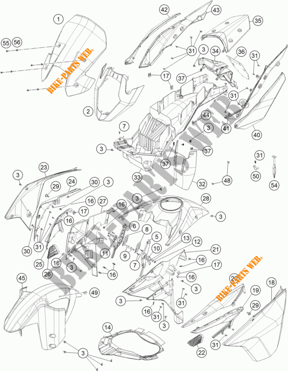 PLASTICS for KTM 1190 ADVENTURE ABS ORANGE 2014