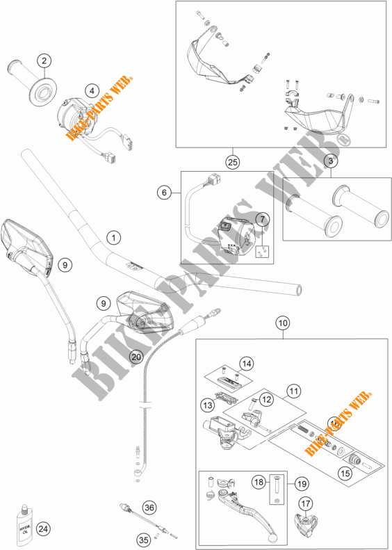 HANDLEBAR / CONTROLS for KTM 1190 ADVENTURE ABS GREY 2014