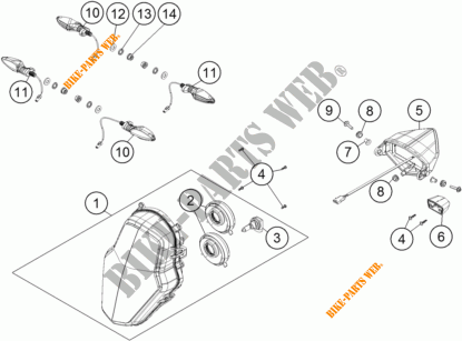 HEADLIGHT / TAIL LIGHT for KTM 1190 ADVENTURE ABS GREY 2014