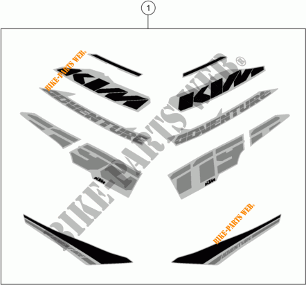 STICKERS for KTM 1190 ADVENTURE ABS GREY 2014