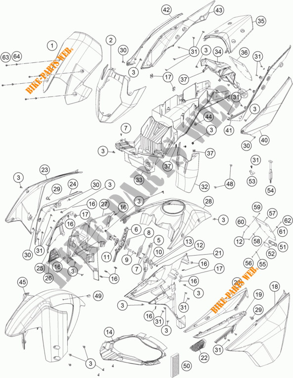 PLASTICS for KTM 1050 ADVENTURE ABS 2016