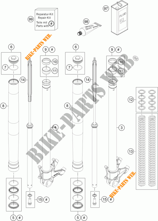 FRONT FORK (PARTS) for KTM 1050 ADVENTURE ABS 2016