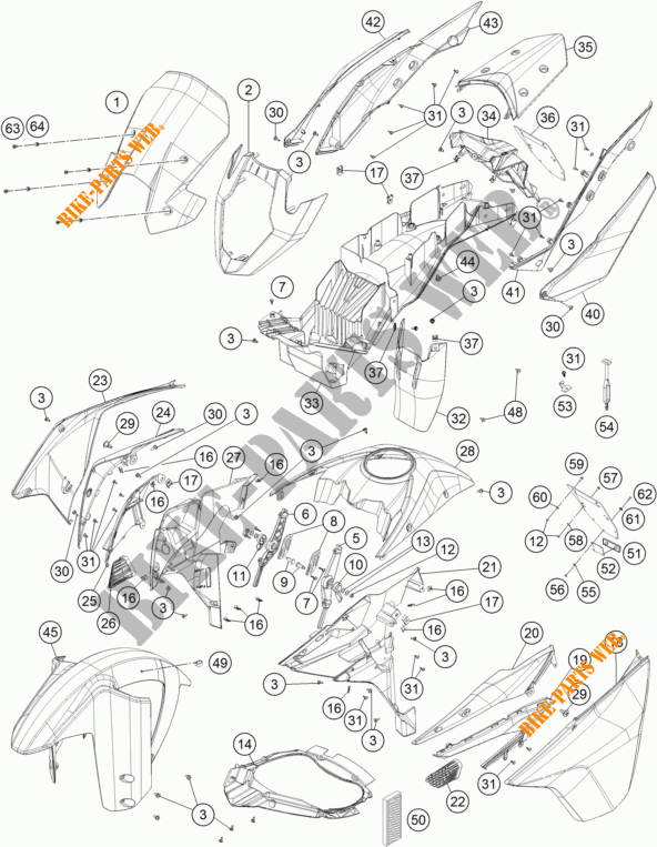 PLASTICS for KTM 1050 ADVENTURE ABS 2016