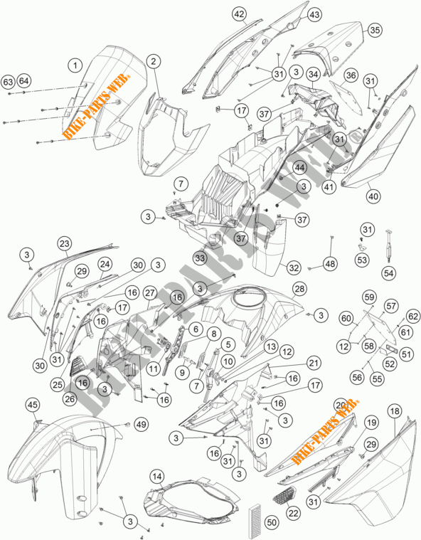 PLASTICS for KTM 1050 ADVENTURE ABS 2015