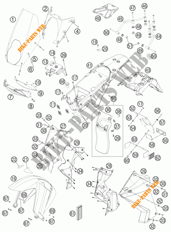 PLASTICS for KTM 990 ADVENTURE R 2012