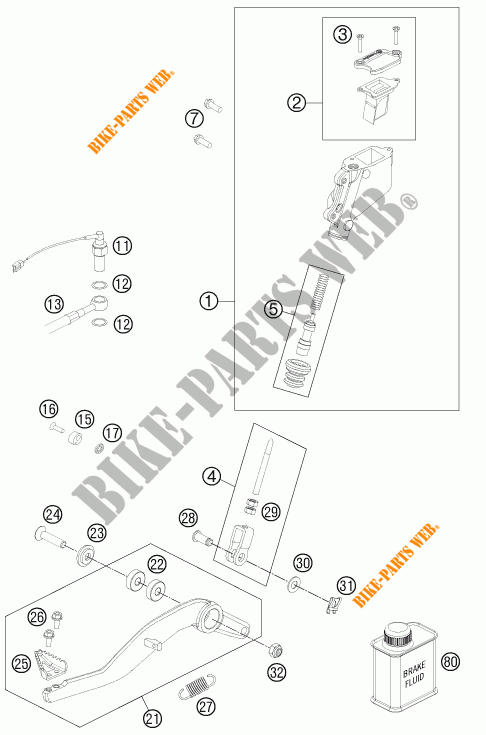 REAR BRAKE MASTER CYLINDER for KTM 990 ADVENTURE BLUE ABS 2012