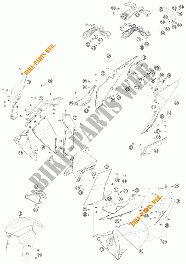 PLASTICS for KTM 1190 RC8 R 2009