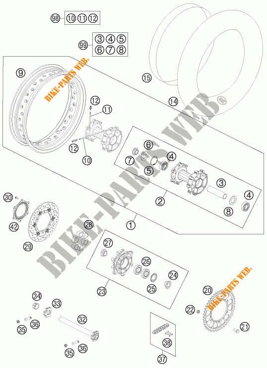 REAR WHEEL for KTM 990 ADVENTURE DAKAR EDITION 2011