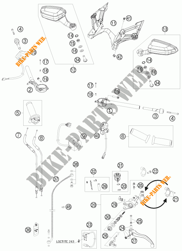 HANDLEBAR / CONTROLS for KTM 1190 RC8 R 2009