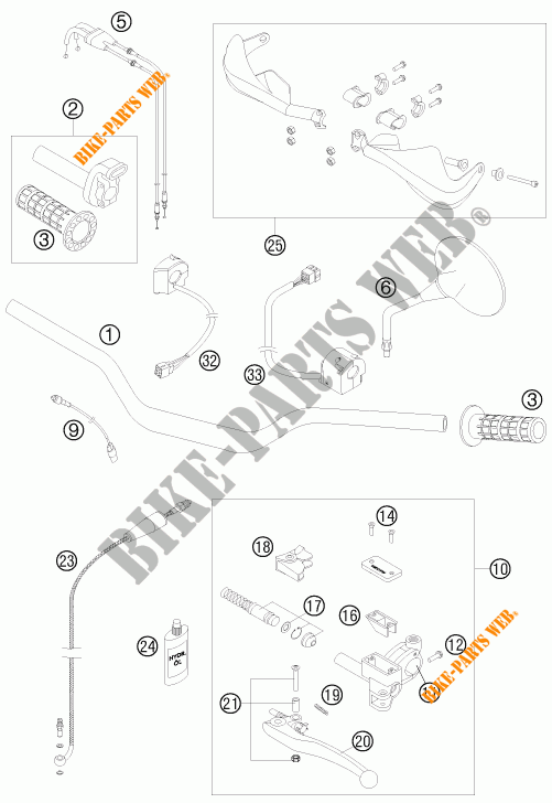 HANDLEBAR / CONTROLS for KTM 990 ADVENTURE WHITE ABS 2010