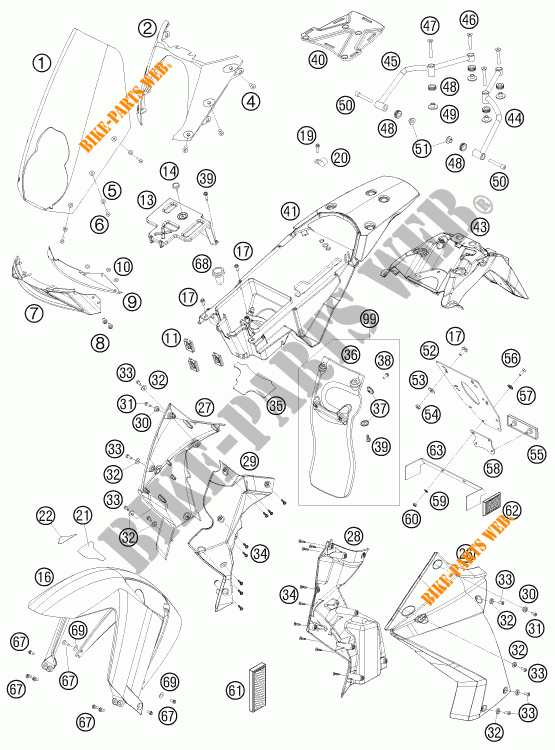 PLASTICS for KTM 990 ADVENTURE WHITE ABS 2010