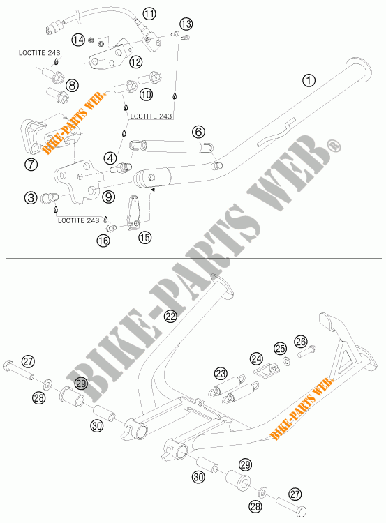 SIDE / MAIN STAND for KTM 990 ADVENTURE WHITE ABS 2010